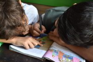 Kids studying